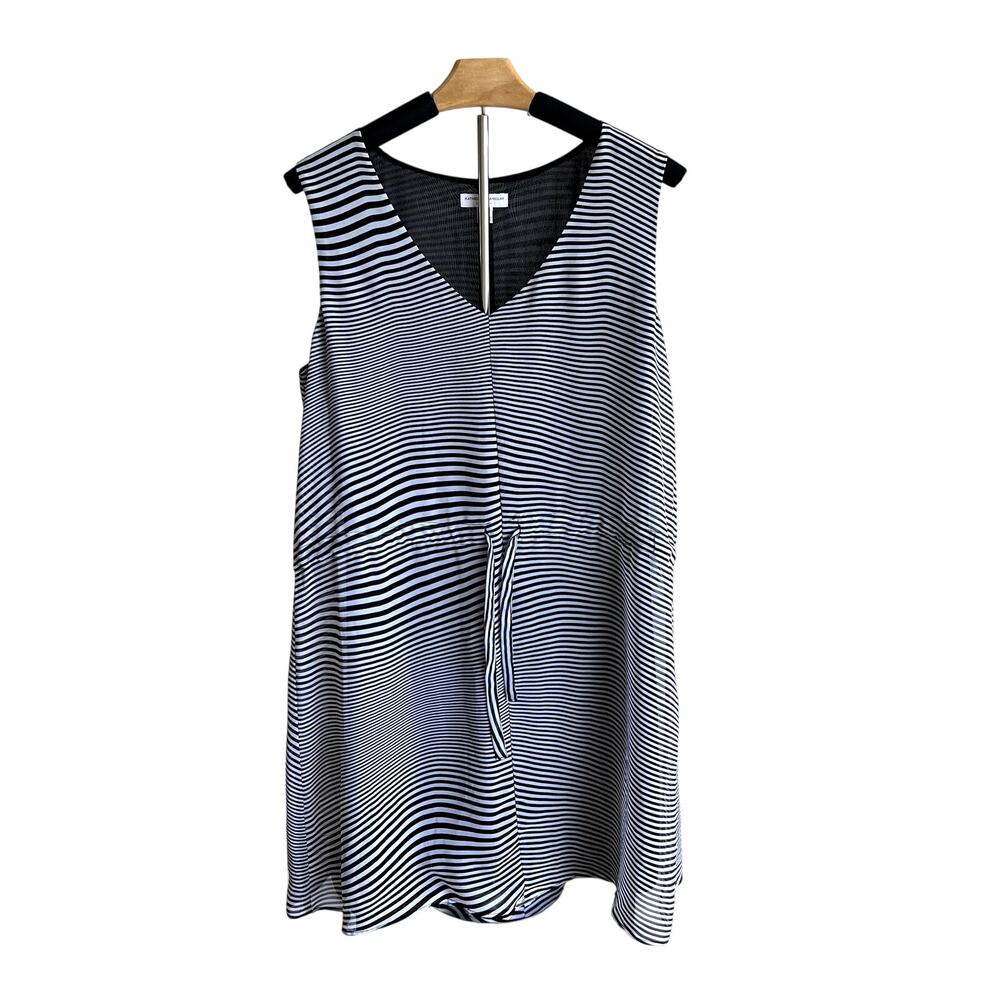 Katherine Barclay Flowy Drawstring Waist Sleeveless Dressโ Striped Size M Resort